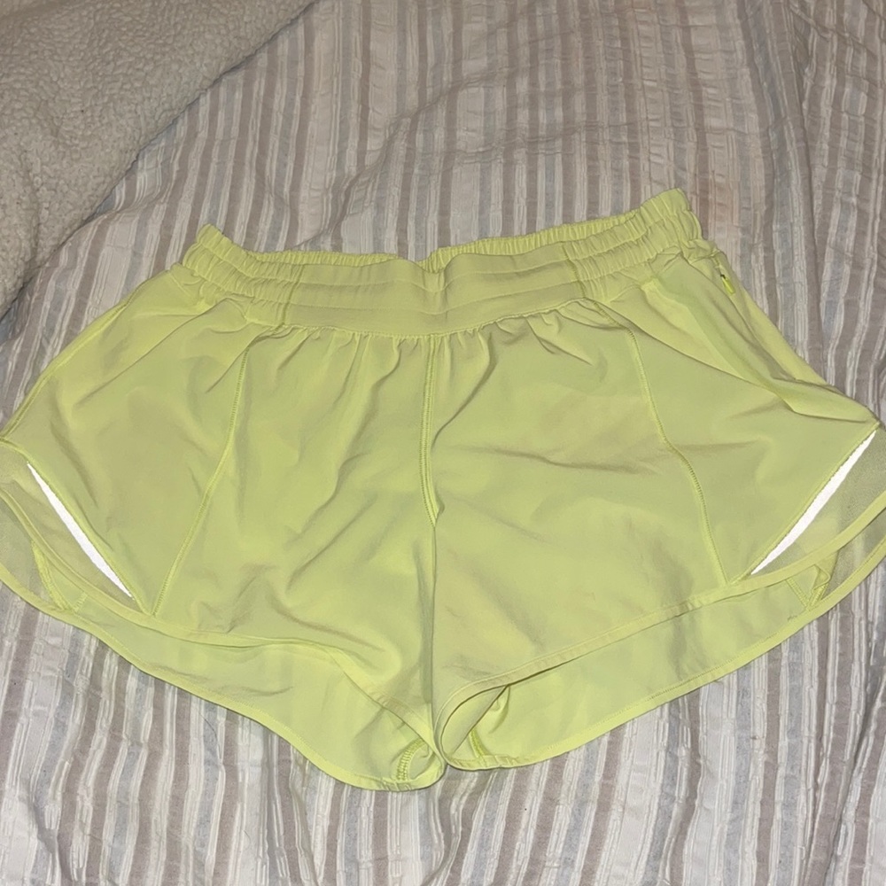 Lulu shorts neon yellow 4” hotty hot